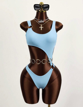 Costum de baie intreg cu fusta, blue [3]