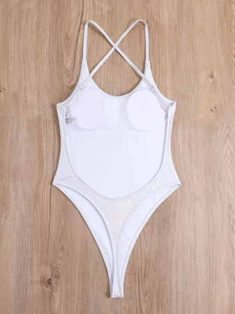 Costum de baie intreg cu spatele gol, argintiu [3]