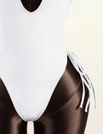 Costum de baie intreg, cu spatele gol, alb [2]