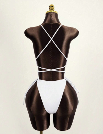 Costum de baie intreg, cu spatele gol, alb [1]