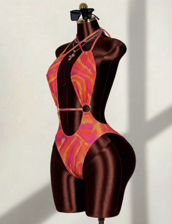 Costum de baie intreg, cu spatele gol, multicolor [2]