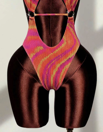 Costum de baie intreg, cu spatele gol, multicolor [3]