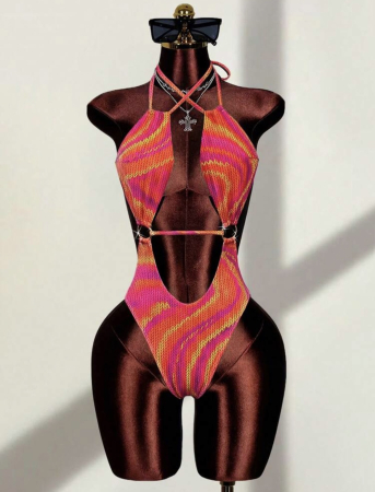 Costume de baie - Costum de baie intreg, cu spatele gol, multicolor