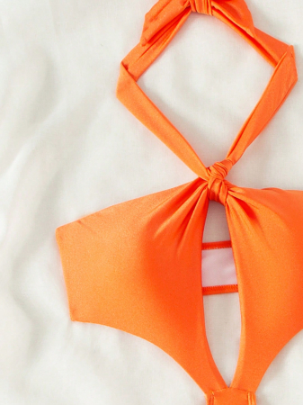 Costum de baie intreg, cu spatele gol, portocaliu [4]