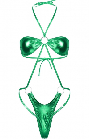 Costum de baie intreg cu spatele gol, mov, tanga [4]