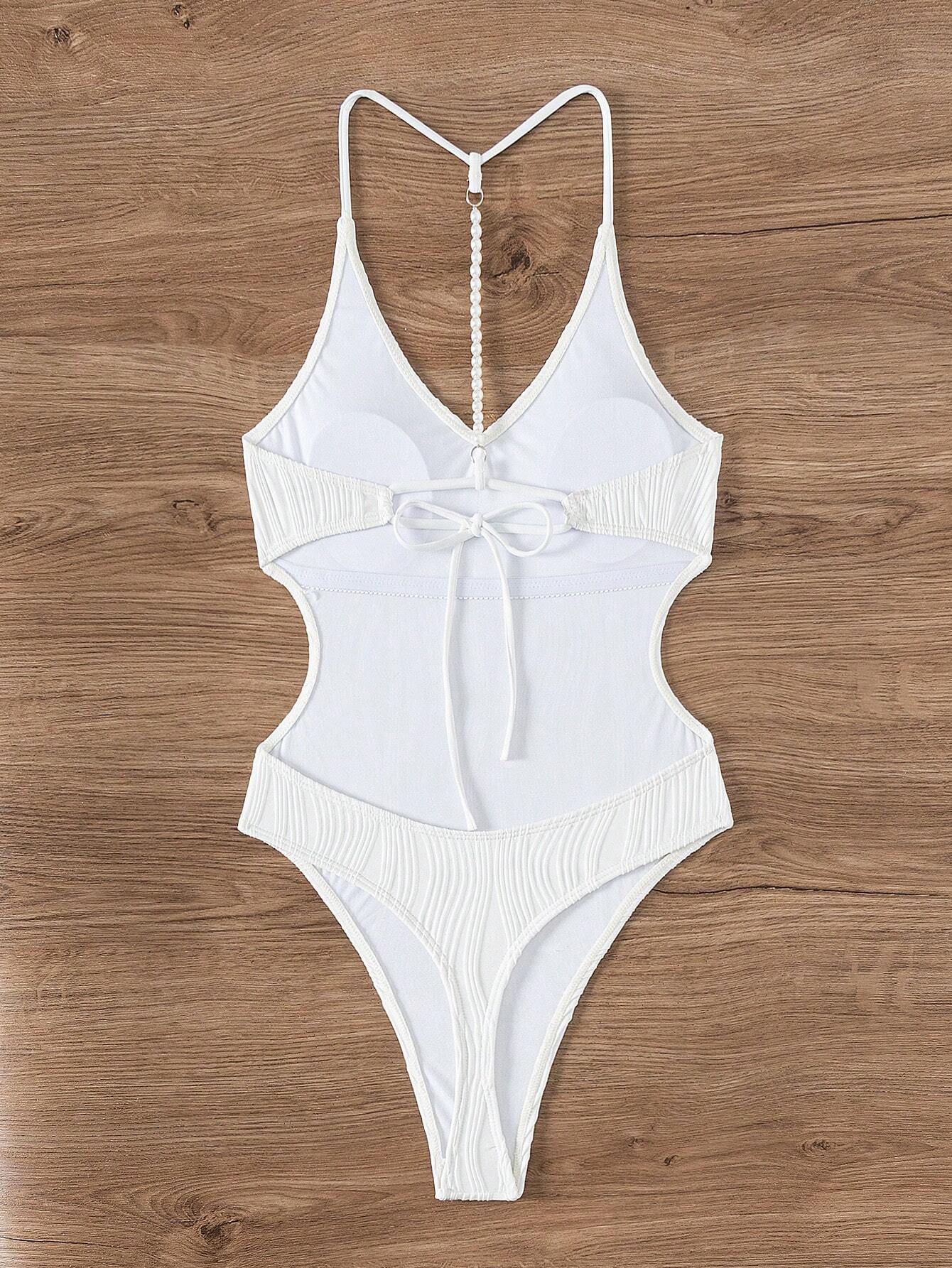 Costum de baie intreg, alb, cu spatele gol [2]