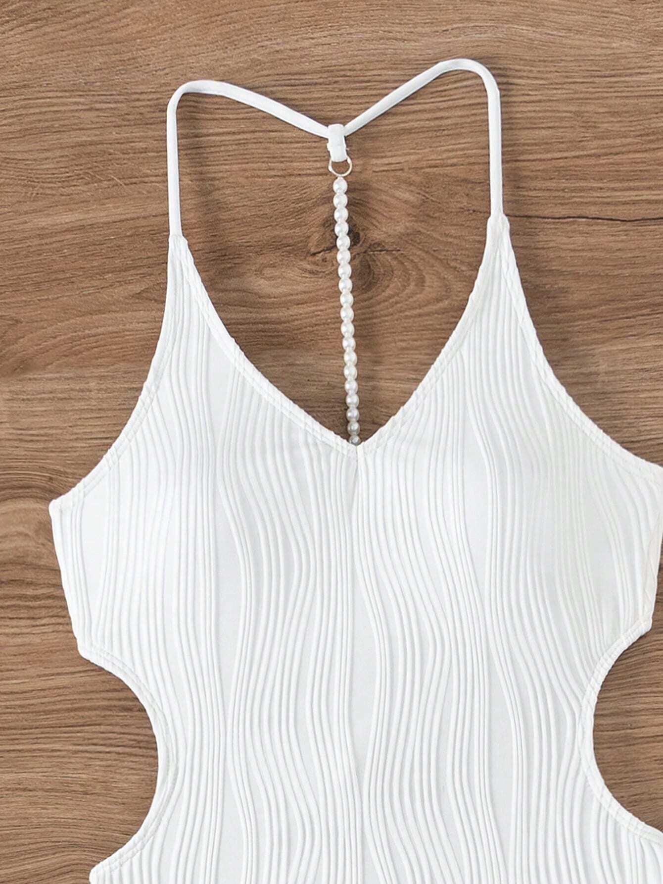 Costum de baie intreg, alb, cu spatele gol [6]