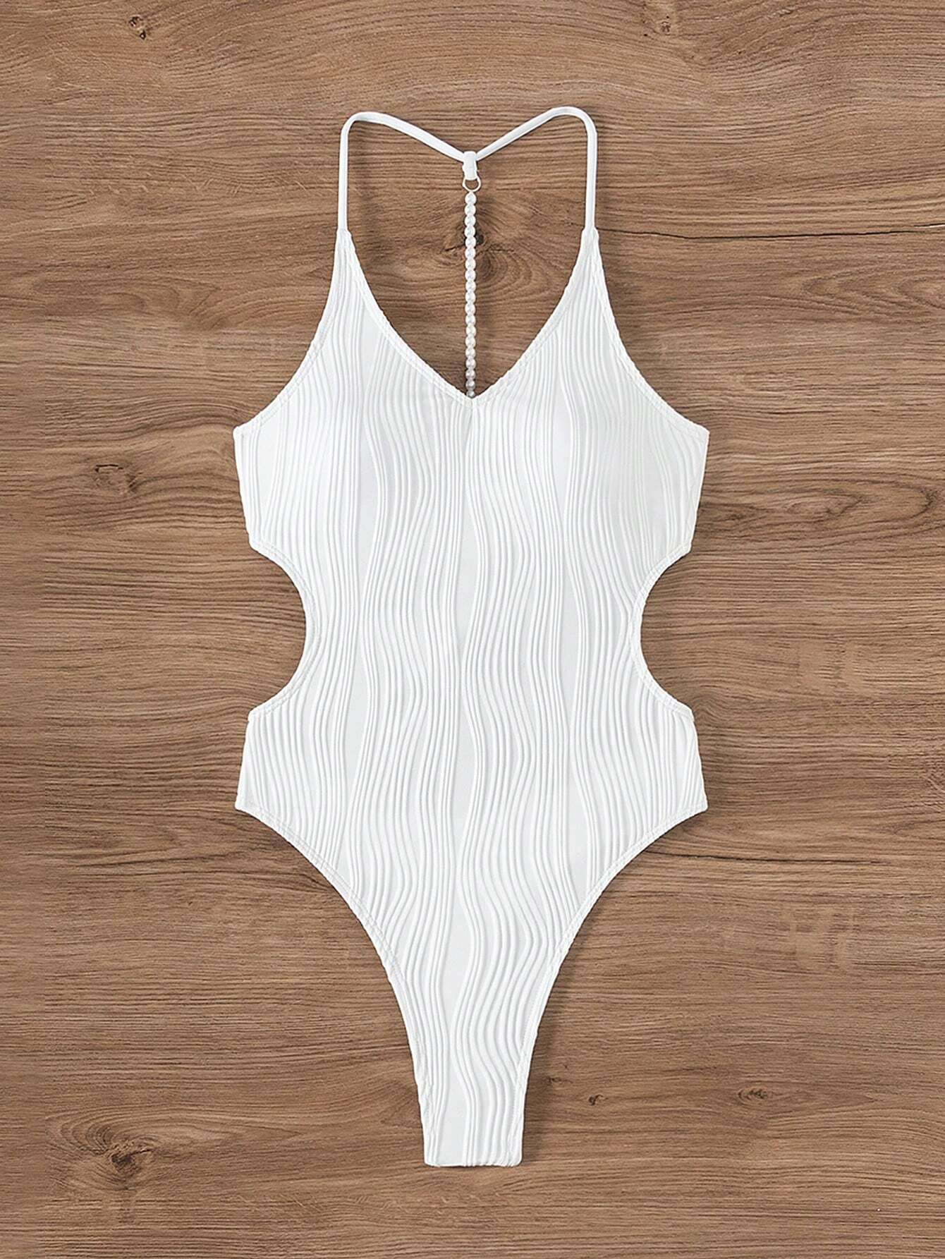 Costum de baie intreg, alb, cu spatele gol [4]