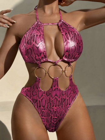 Costum intreg - Costum de baie intreg, tanga, rosu