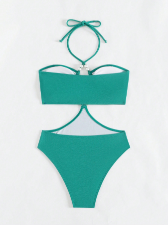 Costum de baie, turcoaz, cu accesorii [3]