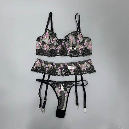 Lenjerie intima 3 piese, cu model floral [2]