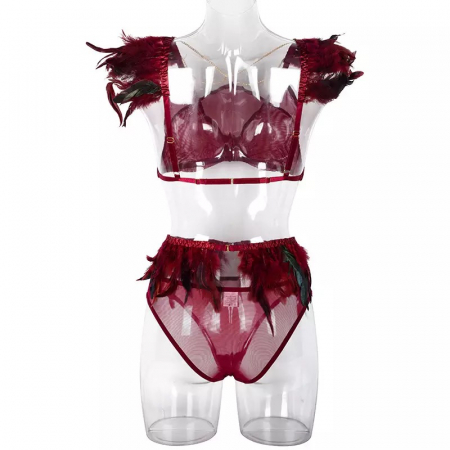 Lenjerie intima 3 piese, cu pene decorative [5]