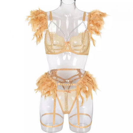 Lenjerie intima 4 piese, cu pene [4]