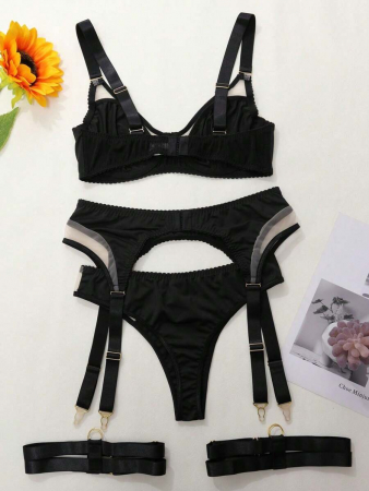 Lenjerie intima 4 piese, negru [3]