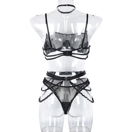 Lenjerie intima 4 piese, negru [6]