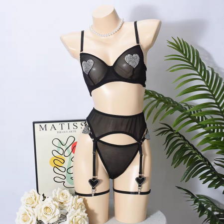 Lenjerie intima 4 piese, negru [1]