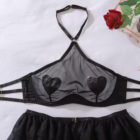 Lenjerie intima 4 piese, negru [2]