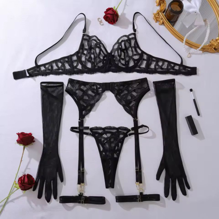 Lenjerie intima 4 piese, negru [2]