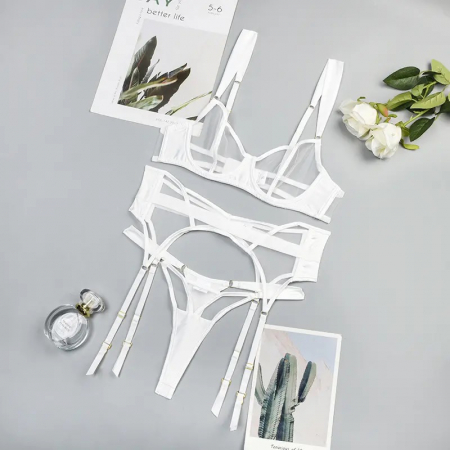 Lenjerie intima cu 3 piese, alb [4]