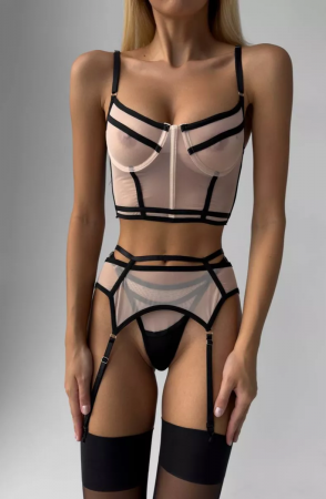 Lenjerie intima din 3 piese, nude [1]