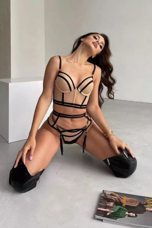 Lenjerie intima din 3 piese, nude [5]