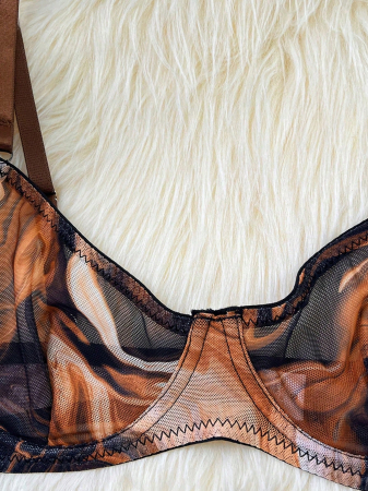 Lenjerie intima din 5 piese, cu imprimeu marble [6]