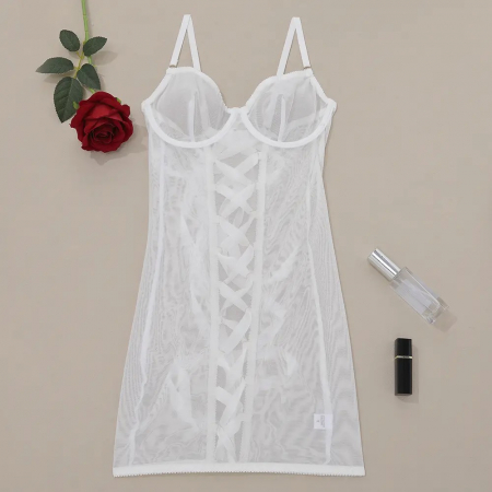 Lenjerie intima tip rochie, alb [6]