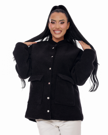 Daniela X Serenity Fashion - Palton negru cu buzunare