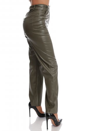 Pantaloni din piele ecologica cu talie inalta [2]