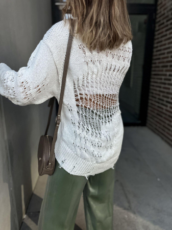 Pulover casual cu rupturi si croi oversize [5]