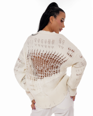 Pulover casual cu rupturi si croi oversize [3]