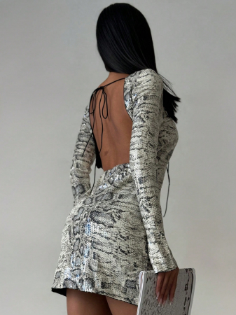 Rochie scurta cu paiete snake si spatele gol [1]