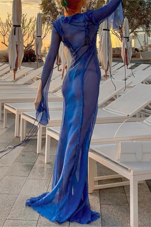 Rochie de plaja crapata pe picior, cu volane [1]