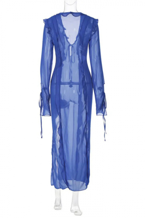 Rochie de plaja crapata pe picior, cu volane [6]