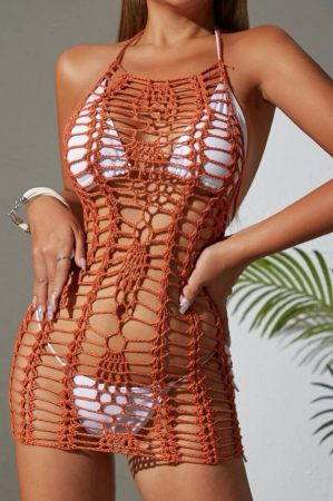 Rochie de plaja scurta, cu aspect crosetat [3]