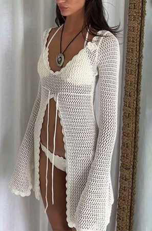 Rochie de plaja scurta, cu aspect crosetat [0]