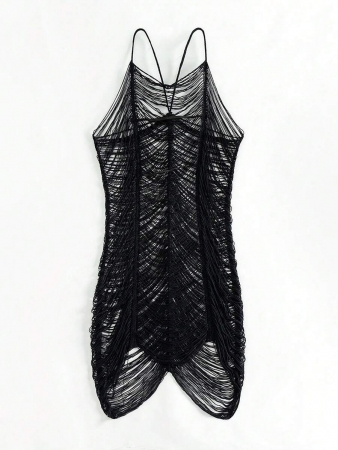 Rochie de plaja scurta, din plasa cu decupaj [2]