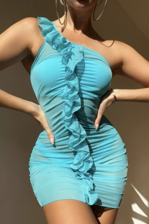 Imbracaminte plaja - Rochie de plaja scurta, cu volane
