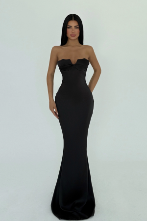 Rochie eleganta neagra tip sirena fara maneci [1]