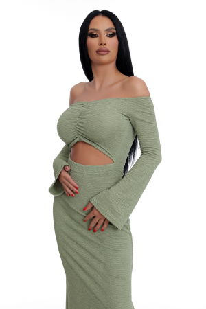 Daniela Crudu - Rochie lunga cambrata cu decupaj