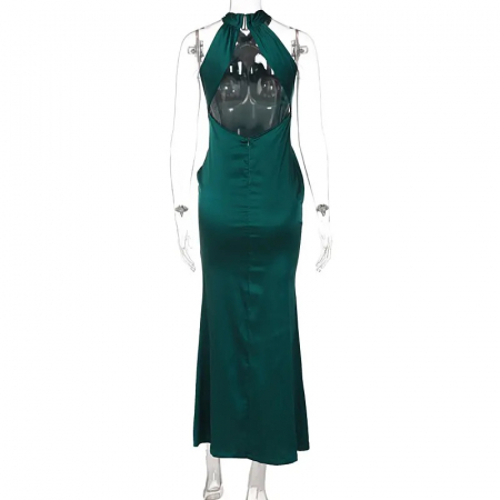 Rochie lunga cambrata cu spatele gol,verde [3]