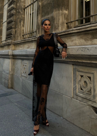 Signature Style - Rochie lunga eleganta cu plasa