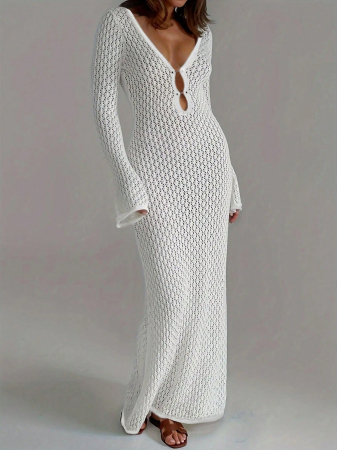 Rochie lunga de plaja, alb [5]