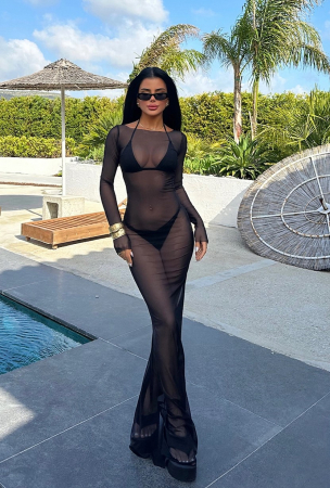 Rochie lunga de plaja, negru [1]