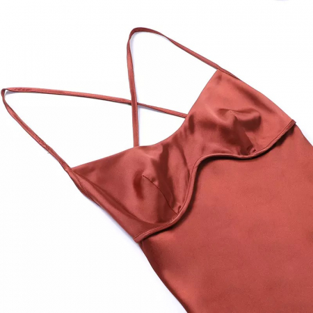 Rochie lunga de seara cu spatele gol, maro [3]