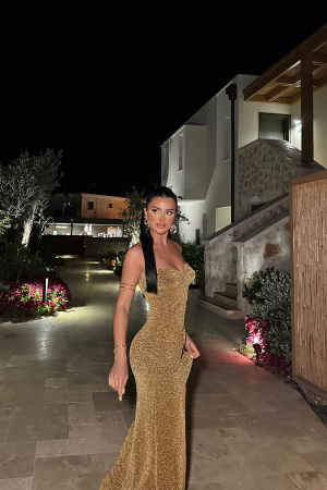 Rochie lunga eleganta, aurie [4]