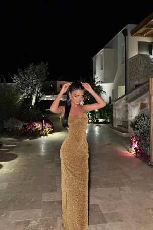 Rochie lunga eleganta, aurie [6]