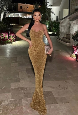 Rochie lunga eleganta, aurie [0]