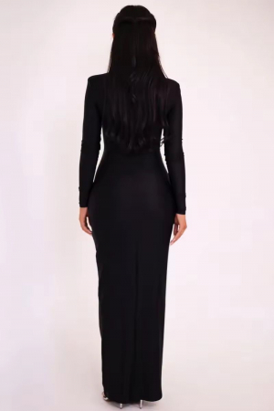 Rochie lunga eleganta cu maneca lunga si decupaje [3]