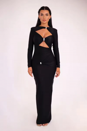 Rochie lunga eleganta cu maneca lunga si decupaje [5]